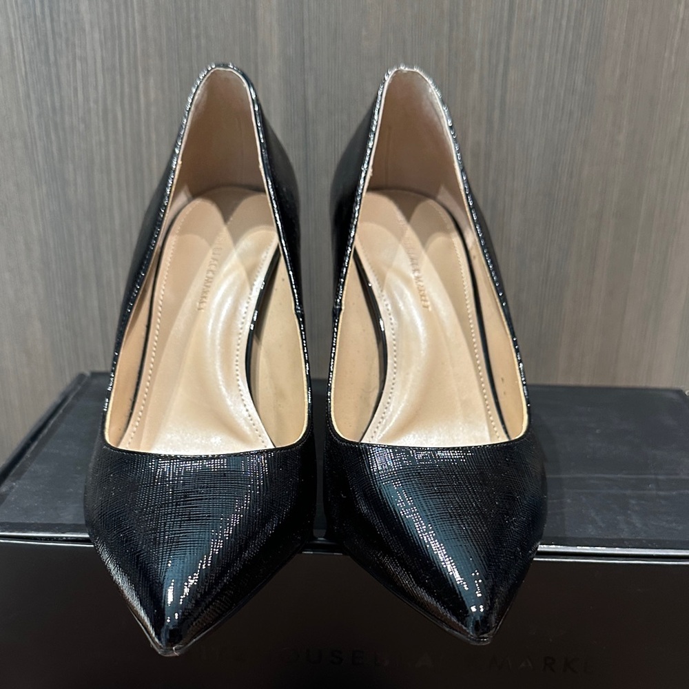 White House Black Market Shiny Black Heels